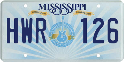 MS license plate HWR126