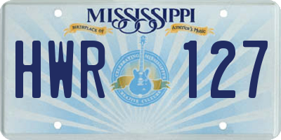 MS license plate HWR127