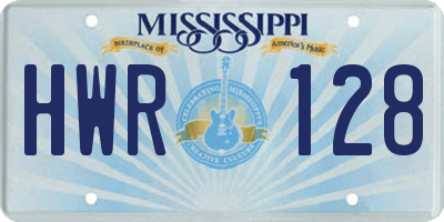 MS license plate HWR128