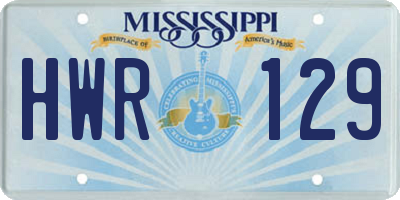 MS license plate HWR129