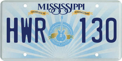 MS license plate HWR130