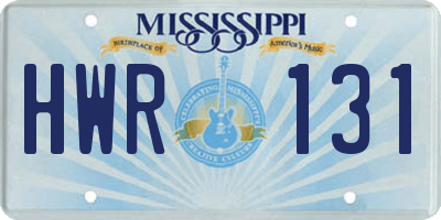 MS license plate HWR131