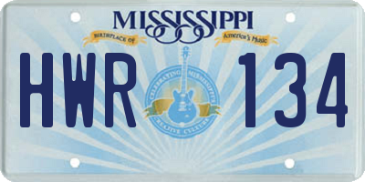 MS license plate HWR134