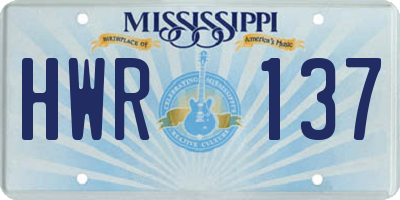 MS license plate HWR137