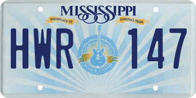 MS license plate HWR147
