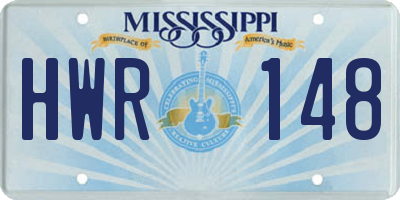 MS license plate HWR148