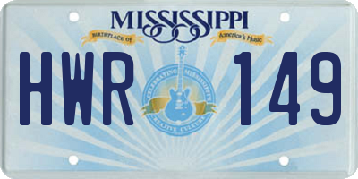 MS license plate HWR149