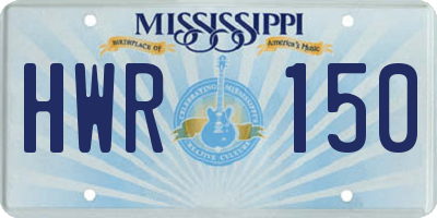 MS license plate HWR150