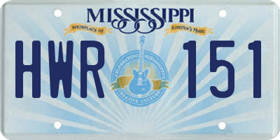 MS license plate HWR151