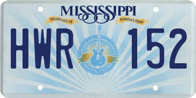 MS license plate HWR152