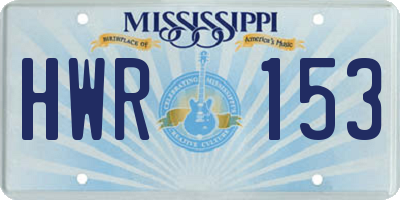 MS license plate HWR153