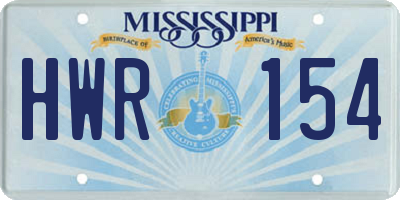 MS license plate HWR154