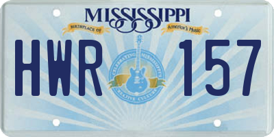MS license plate HWR157