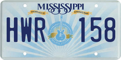 MS license plate HWR158
