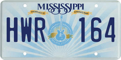 MS license plate HWR164
