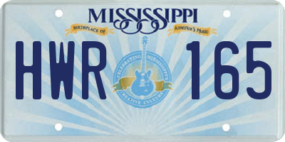 MS license plate HWR165