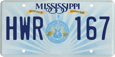 MS license plate HWR167