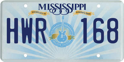 MS license plate HWR168