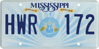 MS license plate HWR172