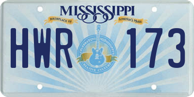 MS license plate HWR173