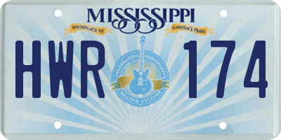 MS license plate HWR174