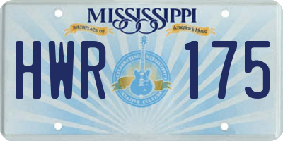 MS license plate HWR175
