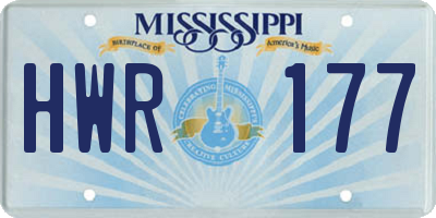 MS license plate HWR177