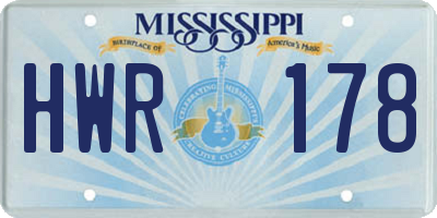 MS license plate HWR178