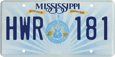 MS license plate HWR181