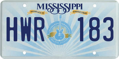MS license plate HWR183