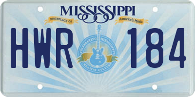 MS license plate HWR184