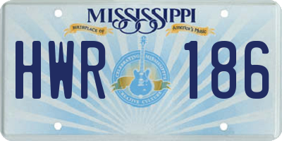 MS license plate HWR186