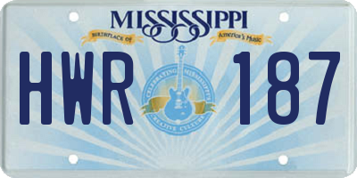 MS license plate HWR187