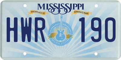 MS license plate HWR190