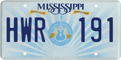 MS license plate HWR191