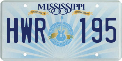MS license plate HWR195