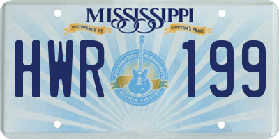 MS license plate HWR199