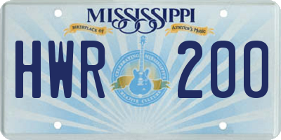 MS license plate HWR200