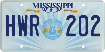 MS license plate HWR202