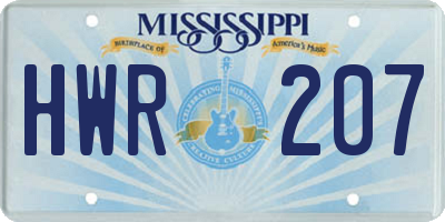 MS license plate HWR207