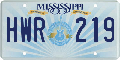 MS license plate HWR219