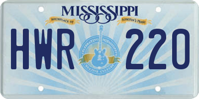 MS license plate HWR220