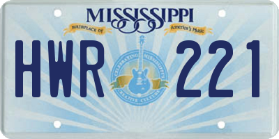 MS license plate HWR221