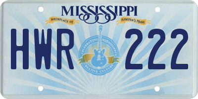 MS license plate HWR222