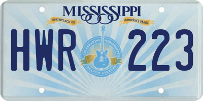 MS license plate HWR223