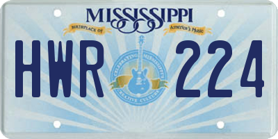 MS license plate HWR224