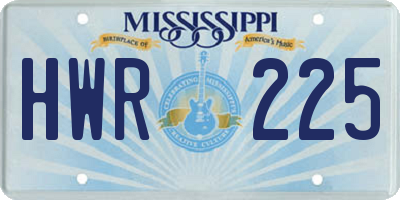 MS license plate HWR225