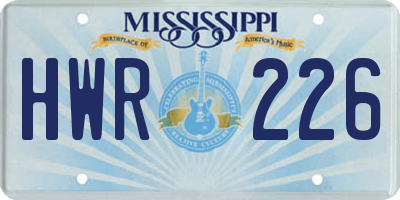 MS license plate HWR226