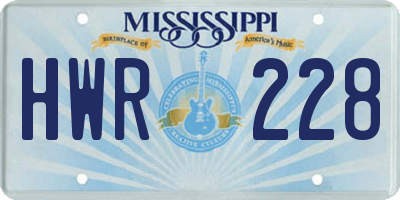 MS license plate HWR228