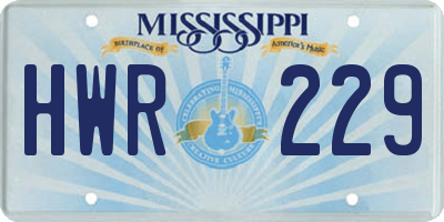 MS license plate HWR229